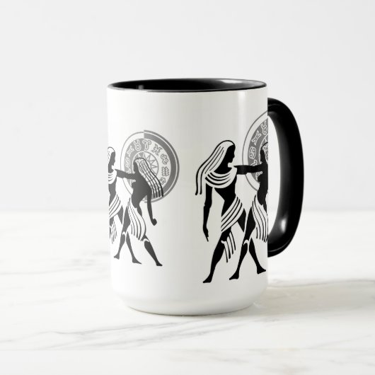 Griekse stijl Gemini tweeling Zodiac Chart Mok (Voorkant rechts)