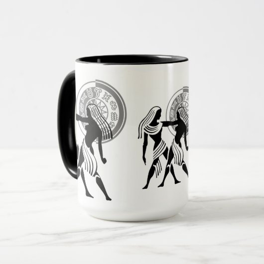 Griekse stijl Gemini tweeling Zodiac Chart Mok (Voorkant links)