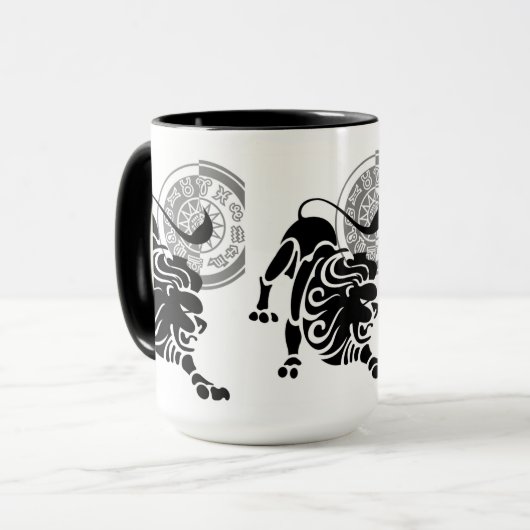 Griekse stijl Leo Lion Zodiac Grafiek Mok (Voorkant links)