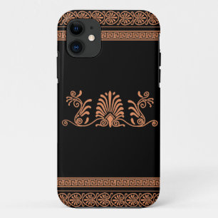 Griekse stijl zwart en oranje bloemendesign Case-Mate iPhone case