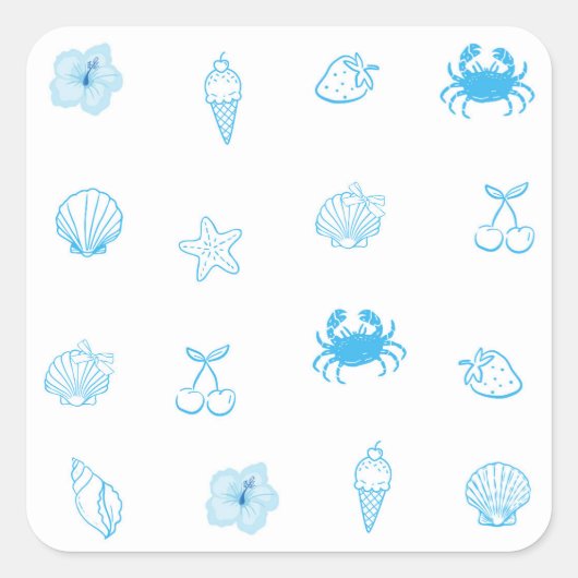 Griekse strand minimalist vierkante sticker (Voorkant)