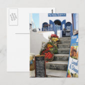 griekse tavern over Santorini, Griekenland Briefkaart (Voorkant / Achterkant)