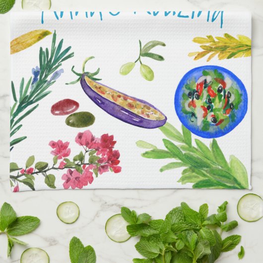 Griekse taverna keukenhanddoek (Gevouwen)