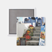 Griekse taverne op Santorini, Griekenland Magneet (Voorkant / Achterkant)