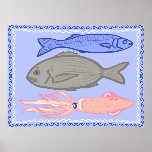 Griekse Taverne Vis Mediterraan Eten Poster (Voorkant)