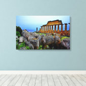 Griekse tempel canvas afdruk (Insitu (Houten vloer))