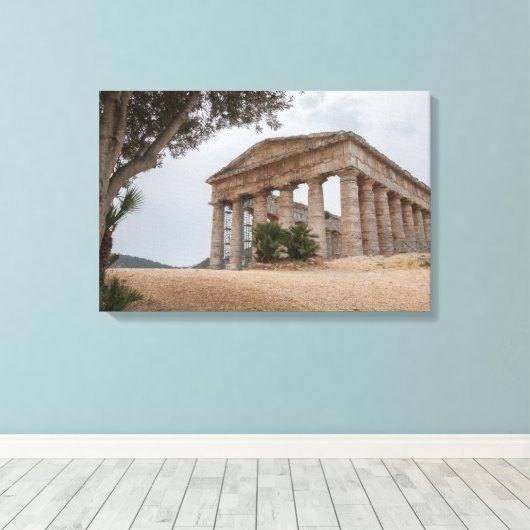 Griekse tempel in Segesta, Sicilië Canvas Afdruk (Insitu (Houten vloer))