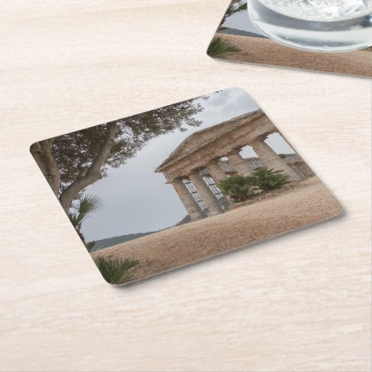 Griekse tempel in Segesta, Sicilië Kartonnen Onderzetters (Schuin)