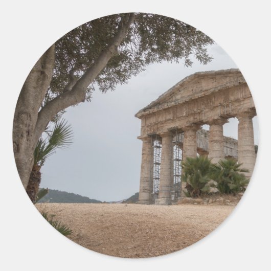 Griekse tempel in Segesta, Sicilië Ronde Sticker (Voorkant)