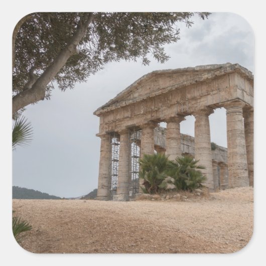 Griekse tempel in Segesta, Sicilië Vierkante Sticker (Voorkant)