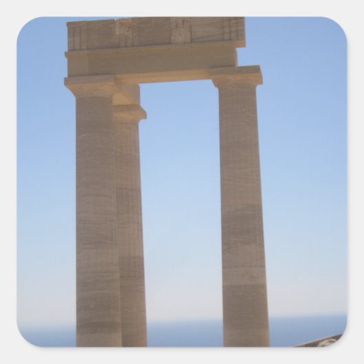 Griekse tempel vierkante sticker (Voorkant)