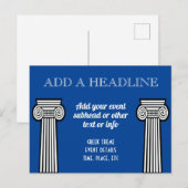 Griekse thema evenementkolommen met elke tekst briefkaart (Voorkant / Achterkant)