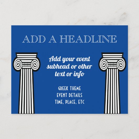 Griekse thema evenementkolommen met elke tekst briefkaart (Voorkant)