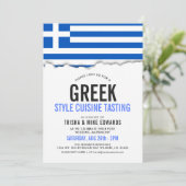 Griekse thema keuken | Party Flag Witte Uitnodigin Kaart (Staand voorkant)
