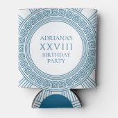 Griekse toga-feestthema met blauwe patroon blikjeskoeler (Voorkant)