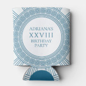 Griekse toga-feestthema met blauwe patroon blikjeskoeler (Achterkant)