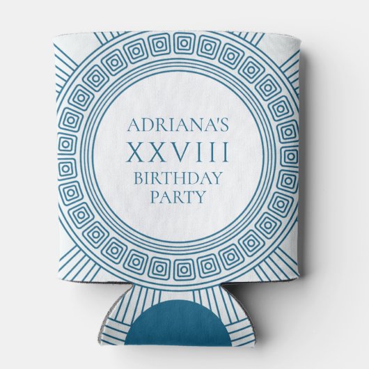 Griekse toga-feestthema met blauwe patroon blikjeskoeler (Achterkant)