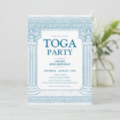 Griekse Toga-partij in het blauw met elegante kolo Kaart (Staand voorkant)