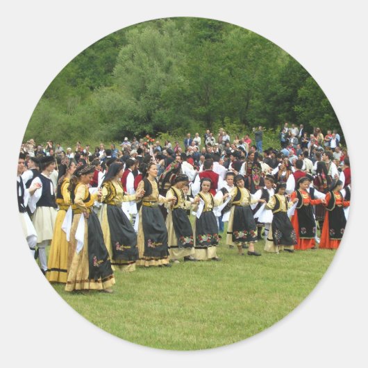 Griekse traditionele dans ronde sticker (Voorkant)