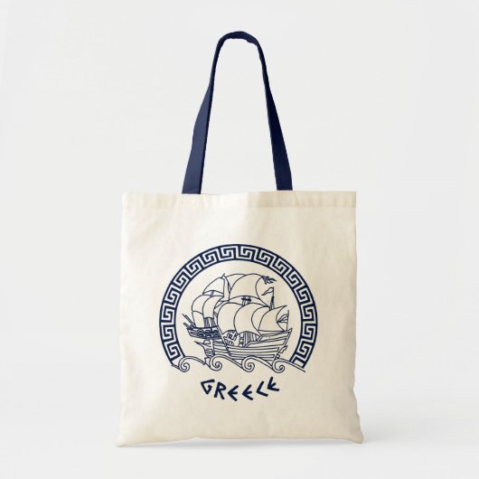Griekse traditionele scheepvaart in een meander tote bag (Voorkant)