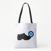 Griekse Tsarouhi Tsolias Eye Nazar Blue Canvas tas