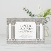 Griekse uitnodiging van de Birthday-partij Toga me (Staand voorkant)