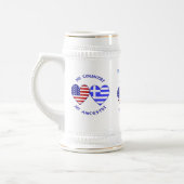Griekse USA Hearts Land voorouders gepersonaliseer Bierpul (Links)