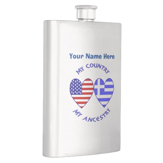 Griekse USA Hearts Land voorouders gepersonaliseer Flacon (Rechts)