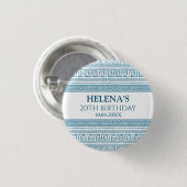 Griekse verjaardagsfeest met blauwe elementen ronde button 3,2 cm (Voorkant /achterkant)