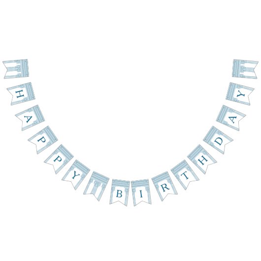 Griekse verjaardagsfeest met tempelzuilen in blauw vlaggetjes (Alle)