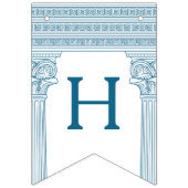 Griekse verjaardagsfeest met tempelzuilen in blauw vlaggetjes (Tweede vlag)