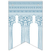 Griekse verjaardagsfeest met tempelzuilen in blauw vlaggetjes (Eerste vlag)