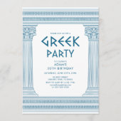 Griekse verjaardagsfeest uitnodiging met blauwe pi (Voorkant)