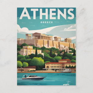 griekse vintage athene briefkaart