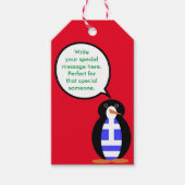 Griekse vlag aan het woord Ms Penguin gepersonalis Cadeaulabel (Voorkant)