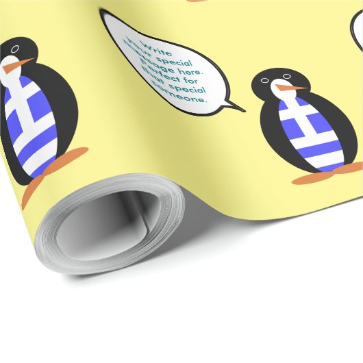 Griekse vlag aan het woord Ms Penguin gepersonalis Cadeaupapier (Rol Hoek)