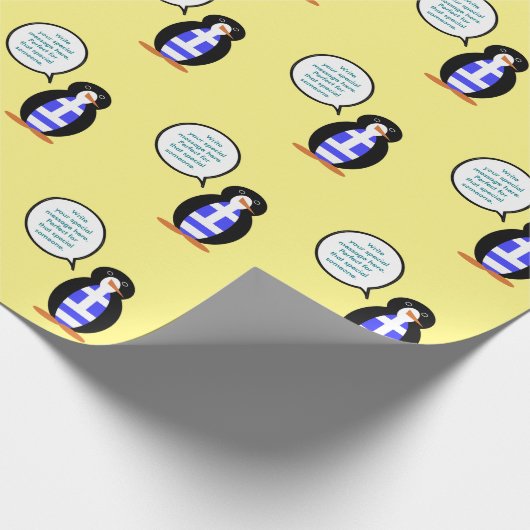Griekse vlag aan het woord Ms Penguin gepersonalis Cadeaupapier (Hoek)