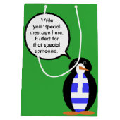 Griekse vlag aan het woord Ms Penguin gepersonalis Medium Cadeauzakje (Achterkant)