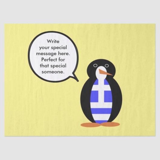 Griekse vlag aan het woord Ms Penguin gepersonalis Tissuepapier (Voorkant)