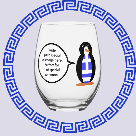Griekse vlag aan het woord Ms Penguin gepersonalis Wijnglas Zonder Voet