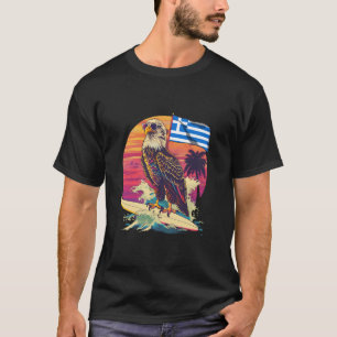 Griekse Vlag Adelaar Surfen Zonsondergang Griekse T-shirt