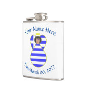 Griekse vlag Angel Black Hair gepersonaliseerd Heupfles (Links)