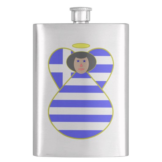 Griekse vlag Black Hair Heupfles (Voorkant)