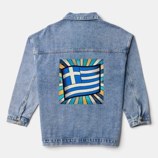 Griekse vlag denim jacket (Achterkant)