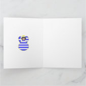 Griekse vlag donker haar engel kerst gepersonalise kaart (Binnen)