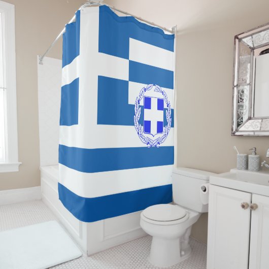 Griekse vlag douchegordijn (In situ)