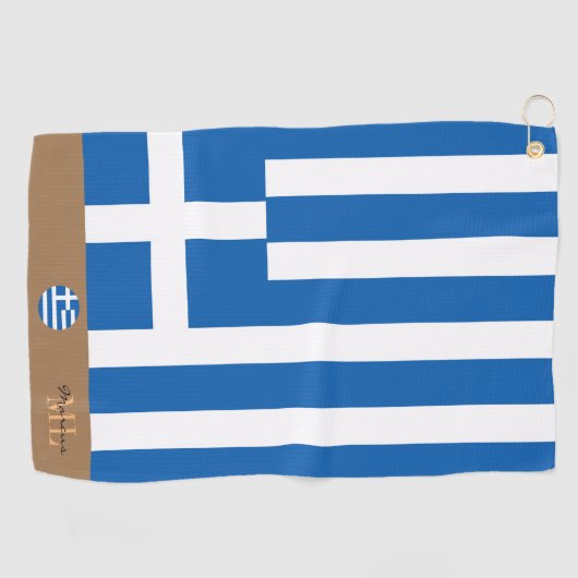 Griekse vlag en Griekenland monogant Golf Towel Golfhanddoek (Horizontaal)