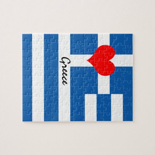 Griekse vlag en hart - Griekse supporters voor spo Legpuzzel (Horizontaal)