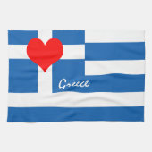 Griekse vlag en hart - Griekse supporters voor spo Theedoek (Horizontaal)