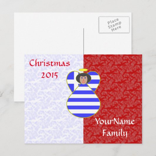 Griekse vlag - Engel met zwart haar Feestdagenkaart (Voorkant / Achterkant)